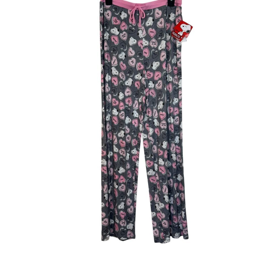 NWT Peanuts Jersey Knit Snoopy Be Mine Heart Print Coordinating Sleep Pant. SZ:S